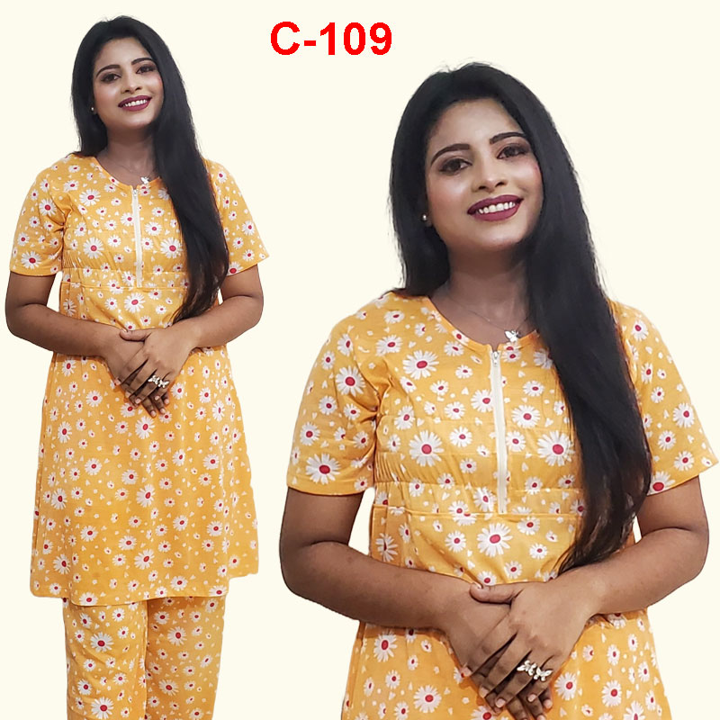 Ziper T-Shirt Set (C-109) - বুকে ইলাস্টিক লাগানো