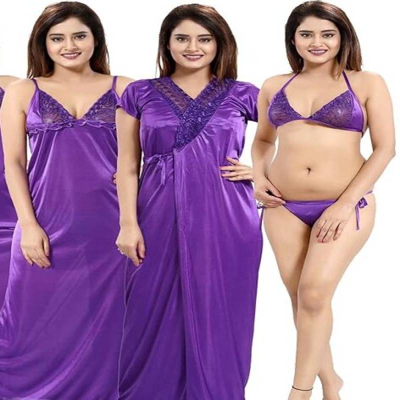 4Pc Best Quality Indian Night Dress (Purpel)