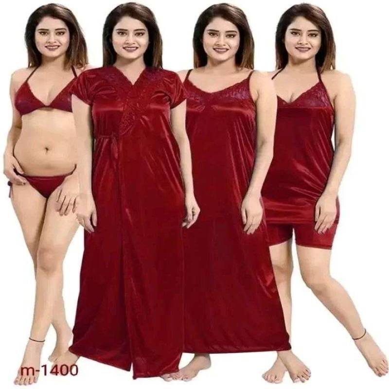 6 Part Night Dress (Meroon)